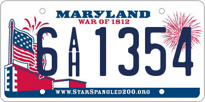 MD license plate 6AH1354
