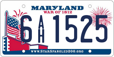 MD license plate 6AH1525