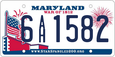 MD license plate 6AH1582