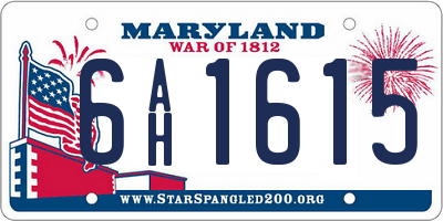 MD license plate 6AH1615