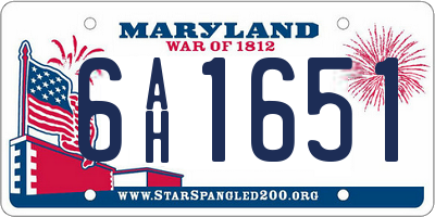 MD license plate 6AH1651