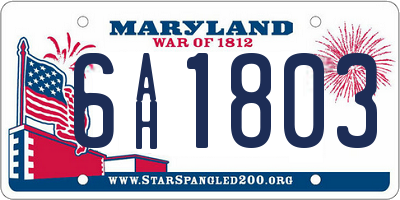 MD license plate 6AH1803