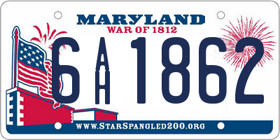 MD license plate 6AH1862