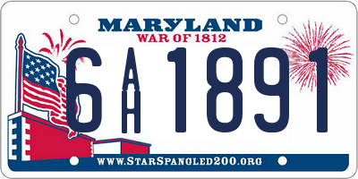 MD license plate 6AH1891