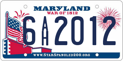 MD license plate 6AH2012