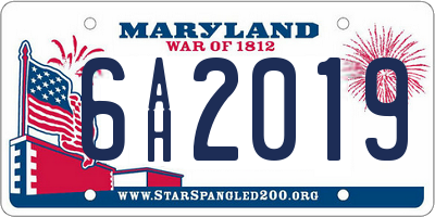 MD license plate 6AH2019