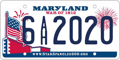 MD license plate 6AH2020