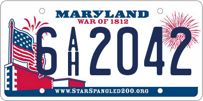 MD license plate 6AH2042