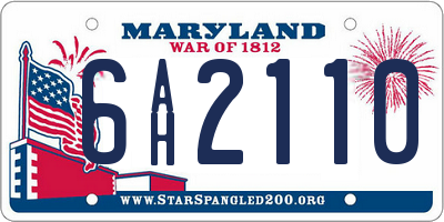 MD license plate 6AH2110