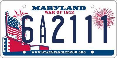 MD license plate 6AH2111