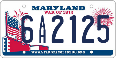 MD license plate 6AH2125