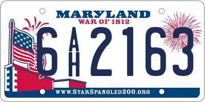 MD license plate 6AH2163
