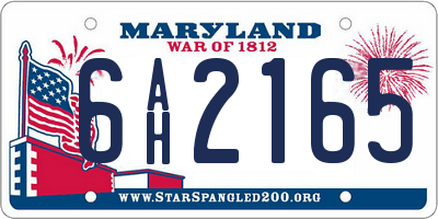 MD license plate 6AH2165