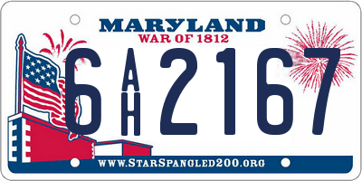 MD license plate 6AH2167