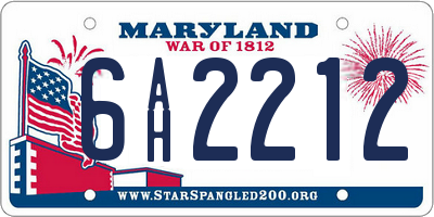 MD license plate 6AH2212