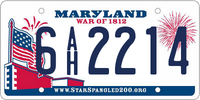 MD license plate 6AH2214