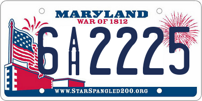 MD license plate 6AH2225