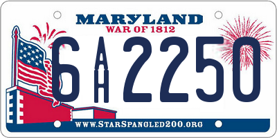 MD license plate 6AH2250