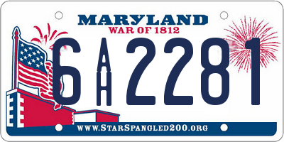 MD license plate 6AH2281
