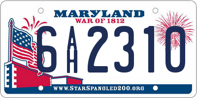 MD license plate 6AH2310