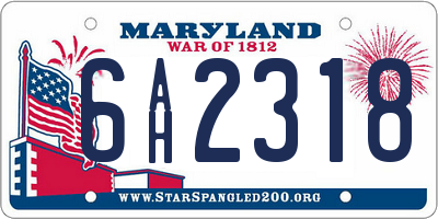 MD license plate 6AH2318