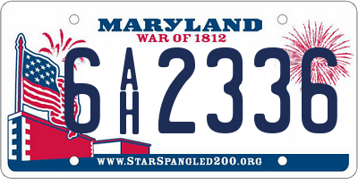 MD license plate 6AH2336