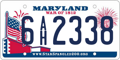 MD license plate 6AH2338