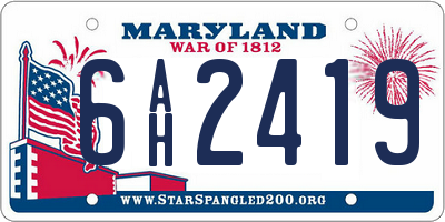MD license plate 6AH2419