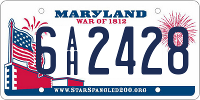 MD license plate 6AH2428