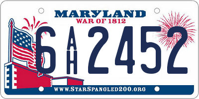 MD license plate 6AH2452