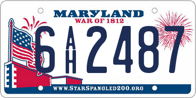 MD license plate 6AH2487