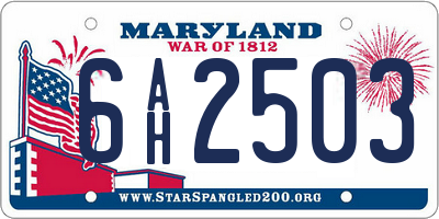 MD license plate 6AH2503