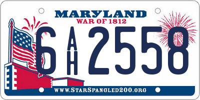 MD license plate 6AH2558