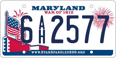 MD license plate 6AH2577