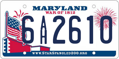 MD license plate 6AH2610
