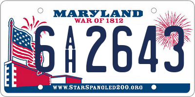 MD license plate 6AH2643