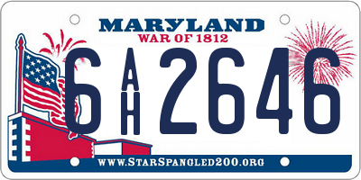 MD license plate 6AH2646