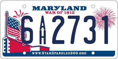 MD license plate 6AH2731