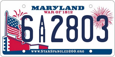MD license plate 6AH2803