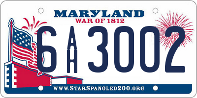 MD license plate 6AH3002