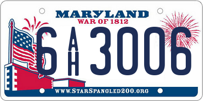 MD license plate 6AH3006