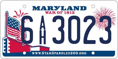 MD license plate 6AH3023