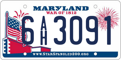 MD license plate 6AH3091