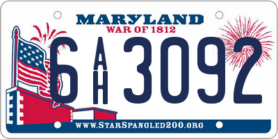 MD license plate 6AH3092