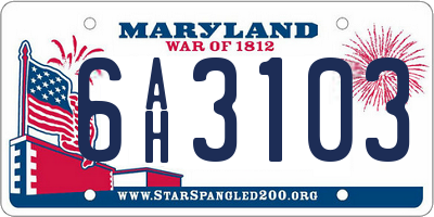 MD license plate 6AH3103
