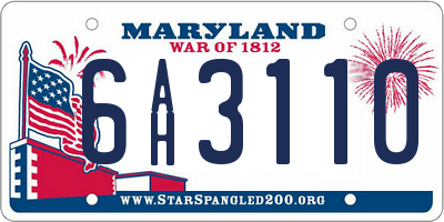 MD license plate 6AH3110