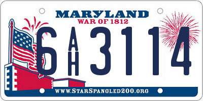 MD license plate 6AH3114