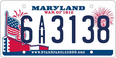 MD license plate 6AH3138