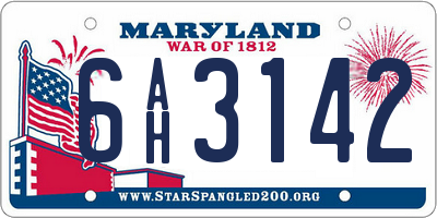 MD license plate 6AH3142