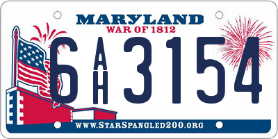 MD license plate 6AH3154